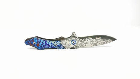 timascud stainless damascus steel flipper folding knife niko giordani